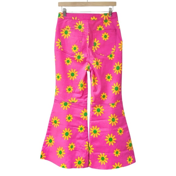 We The Free Youthquake Crop Flare Jeans Sz 31 Floral Print Pink Retro Pants - Picture 5 of 12